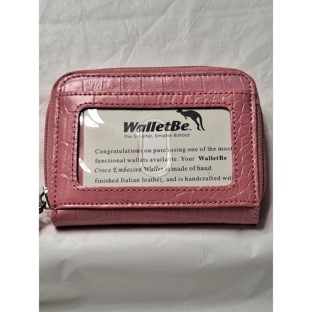 WalletBe Accordion Wallet Italian Leather Croco Pink